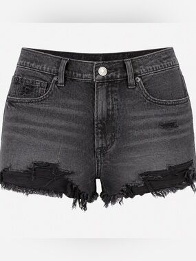 American Eagle High Rise Distressed Black Denim Shorts NWOT